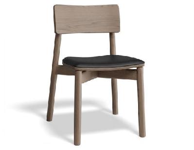 andi wooden dining chair autumn walnut upholstered seat - vintage black vegan leather seat pad 