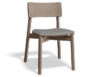 andi wooden dining chair autumn walnut upholstered seat - light grey fabric seat pad 