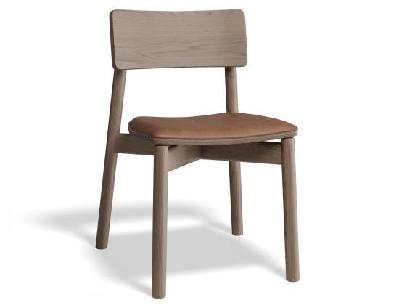 andi wooden dining chair autumn walnut upholstered seat - vintage tan vegan leather seat pad 