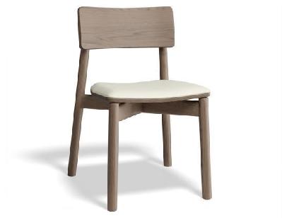 andi wooden dining chair autumn walnut upholstered seat - white vegan leather seat pad 