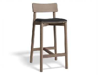 andi wooden bar stool autumn walnut upholstered seat - 66cm seat height vintage black vegan leather seat pad 