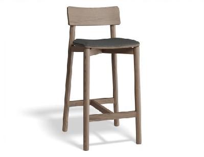 andi wooden bar stool autumn walnut upholstered seat - 66cm seat height storm grey fabric seat pad 