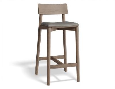 andi wooden bar stool autumn walnut upholstered seat - 66cm seat height vintage grey vegan leather seat pad 