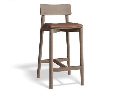 andi wooden bar stool autumn walnut upholstered seat - 66cm seat height vintage tan vegan leather seat pad 
