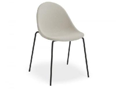 pebble light grey fabric dining chair - 4 post - black 