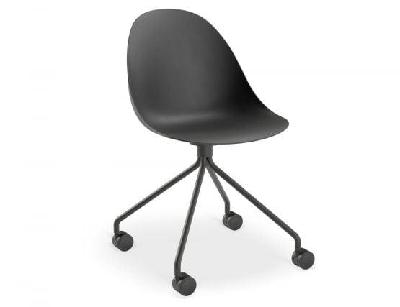 pebble black dining chair - pyramid fixed base with castors