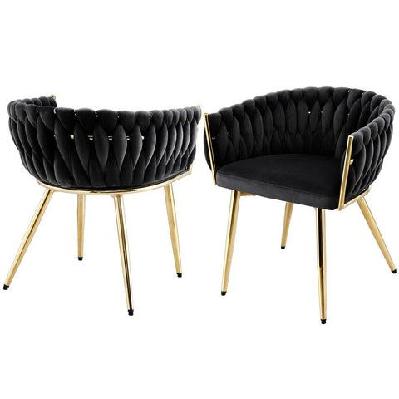 1 set of 2 dining chairs velvet armchair black
