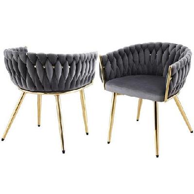 1 set of 2 dining chairs velvet armchair grey