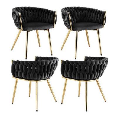 1 set of 4 dining chairs velvet armchair black