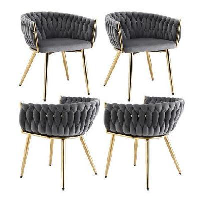 1 set of 4 dining chairs velvet armchair grey