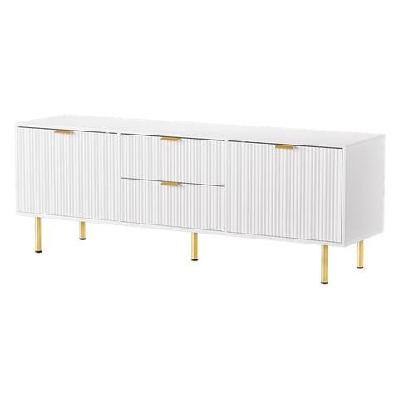 160cm entertainment unit | modern white tv cabinet with storage and iron legs