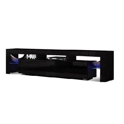 189cm rgb led tv stand cabinet entertainment unit gloss furniture drawers tempered glass shelf black