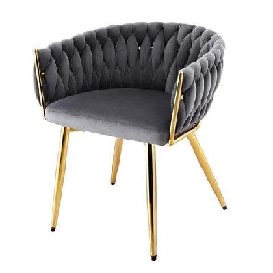 1x dining chair armchair cafe kitchen lounge chairs velvet weaving grey