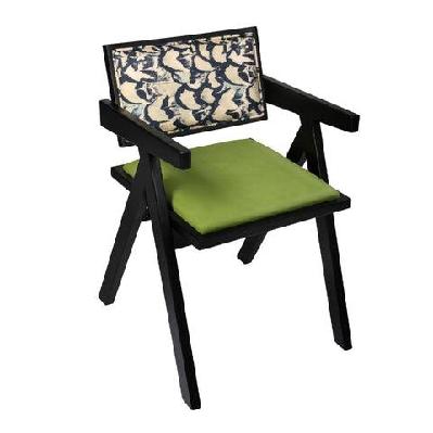 retro dining chair – velvet upholstery, solid wood frame (green/black)