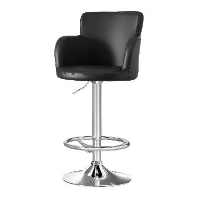 1x leather bar stools swivel adjustable gas lift pu counter chairs black