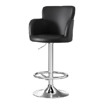 1x leather bar stools swivel adjustable gas lift pu counter chairs black