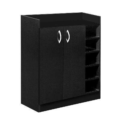 2 doors shoe cabinet storage cupboard - black