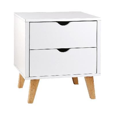 2 drawer wooden bedside tables - white