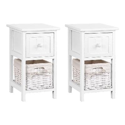 2 pcs bedside table - white
