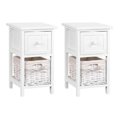 2 pcs bedside table - white