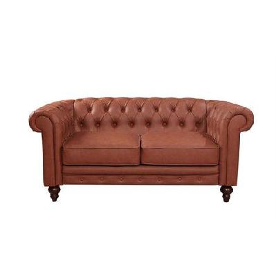 kai 2-seater faux leather chesterfield style button tufted sofa lounge