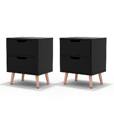 2 x bedside table 2 drawers - boden black