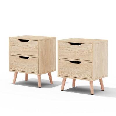 2 x bedside table 2 drawers - boden pine