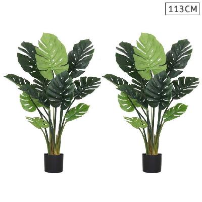 2x 113cm artificial indoor potted turtle back fake decoration tree flower pot plant