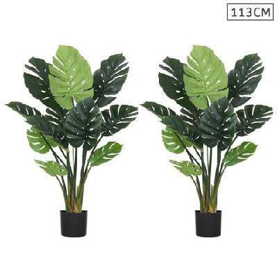 2x 113cm artificial indoor potted turtle back fake decoration tree flower pot plant