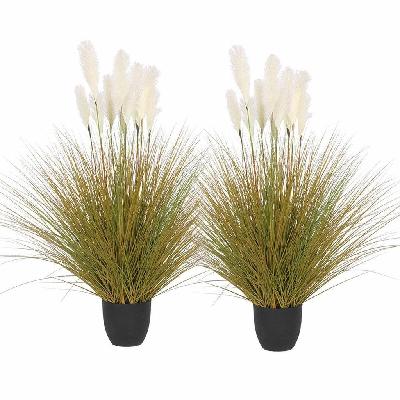 2x 137cm artificial indoor potted reed bulrush grass tree fake plant simulation decorative