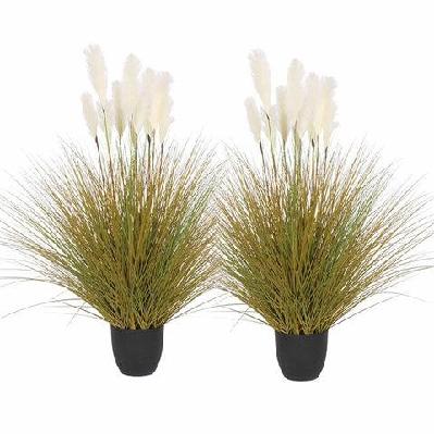 2x 137cm artificial indoor potted reed bulrush grass tree fake plant simulation decorative