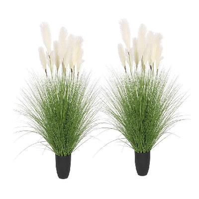 2x 137cm green artificial indoor potted bulrush grass tree fake plant simulation decorative