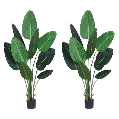 2x 180cm green artificial indoor nordic wind traveller banana plant fake decorative tree