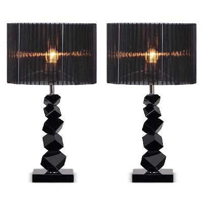 2x 60cm black table lamp with dark shade led desk lamp