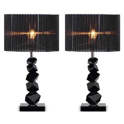 2x 60cm black table lamp with dark shade led desk lamp