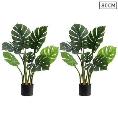 2x 80cm artificial indoor potted turtle back fake decoration tree flower pot plant