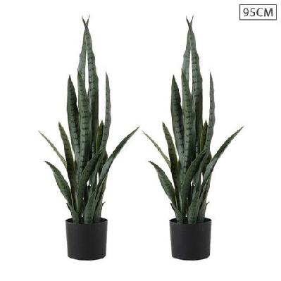 2x 95cm artificial indoor snake sansevieria plant fake decoration tree flower pot