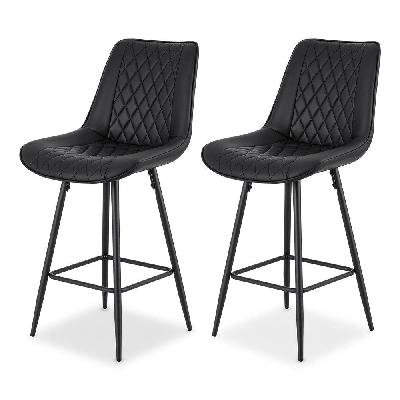 2x bar stools kitchen dining chair counter stool diamond pu leather black
