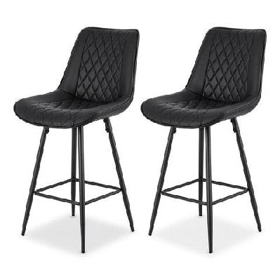 2x bar stools kitchen dining chair counter stool diamond pu leather black