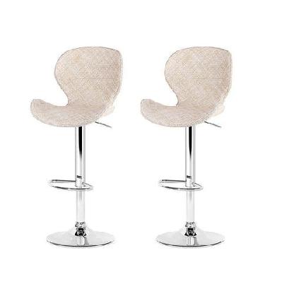 2x bar stools kitchen swivel gas lift counter chair wing pe rattan beige