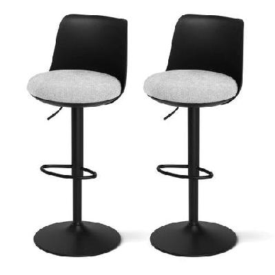 2x bar stools kitchen swivel gas lift counter dining chair curved black