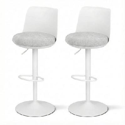 2x bar stools kitchen swivel gas lift counter dining chair curved white