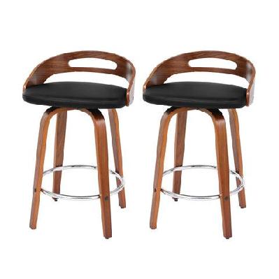 2x bar stools swivel dining chairs low back counter seat pu cushion