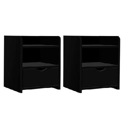 2x bedside table 1 drawer with shelf - fara black