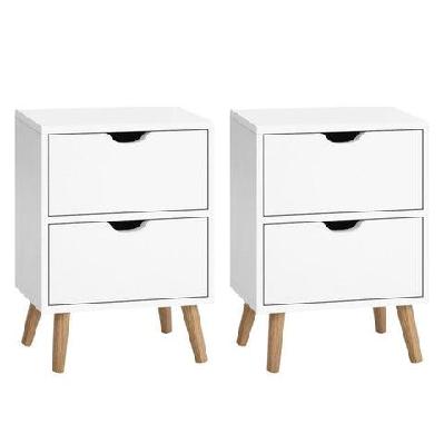 2x bedside table 2 drawers - boden white