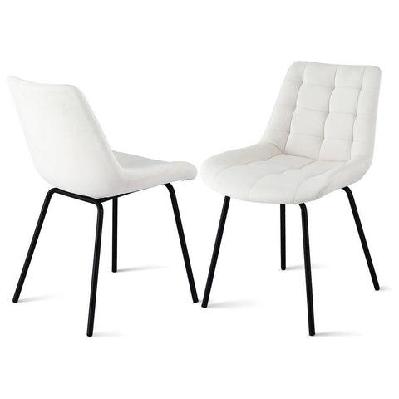 2x dining chairs velvet tufted kitchen lounge cafe accent chair beige
