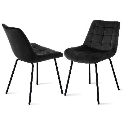 2x dining chairs velvet tufted kitchen lounge cafe accent chair black