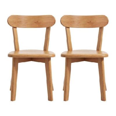 2x dining chairs wooden kitchen accent chair cafe lounge rubber wood