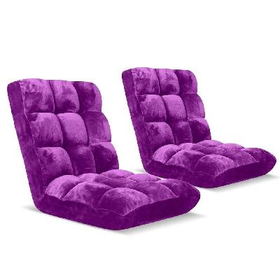 2x floor recliner folding lounge sofa futon couch folding chair cushion red