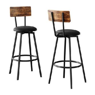 2x industrial bar stools upholstered counter chairs steel frame anti-scratch
